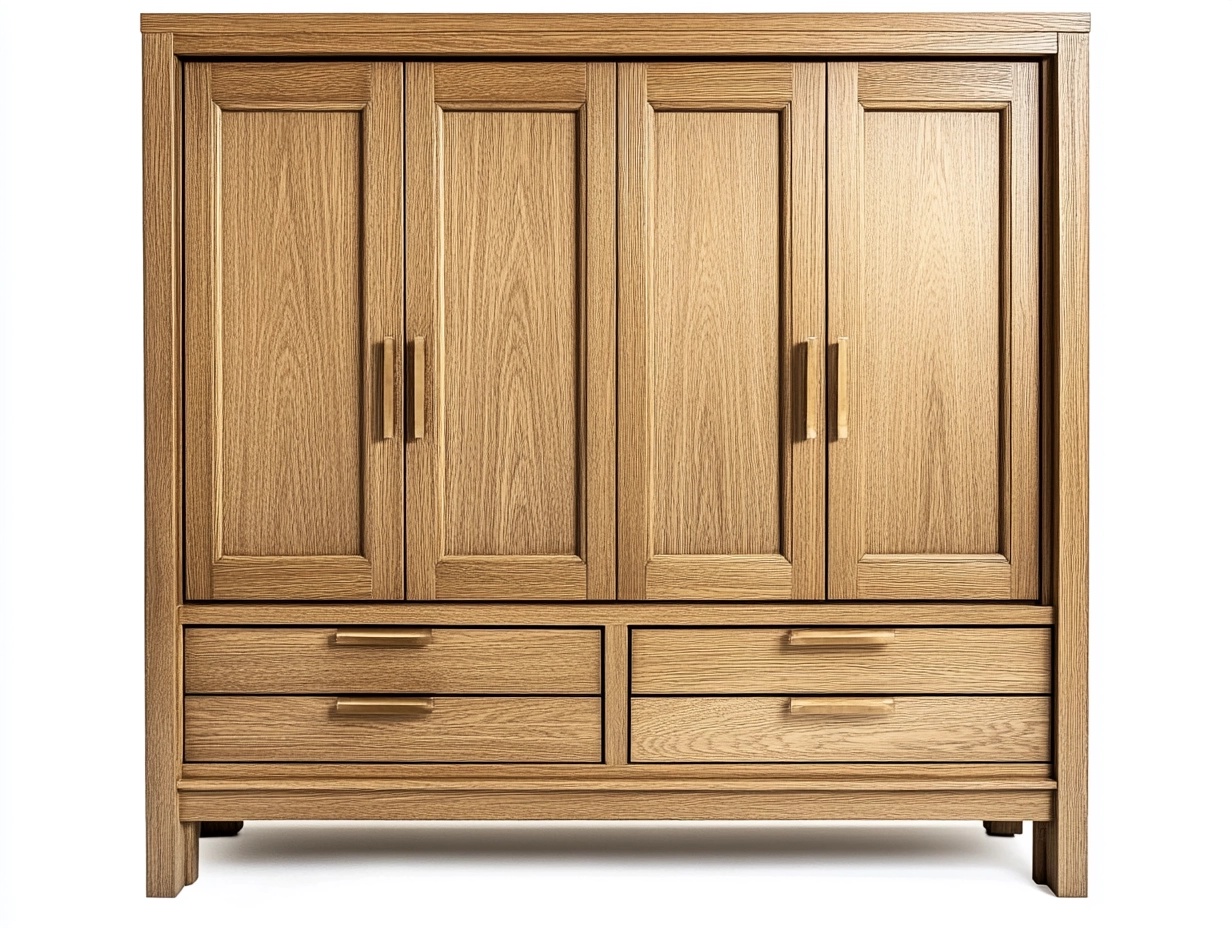 Armario de madera roble claro con puertas y cajones organizador de dormitorio estilo moderno 180x160x55 cm GZ9274855