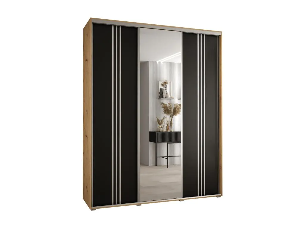 ARMARIO Mueblesclasic 7 DE PUERTAS CORREDERAS 235.2/200/45 3 puertas (Artisan/Negro/Plata)